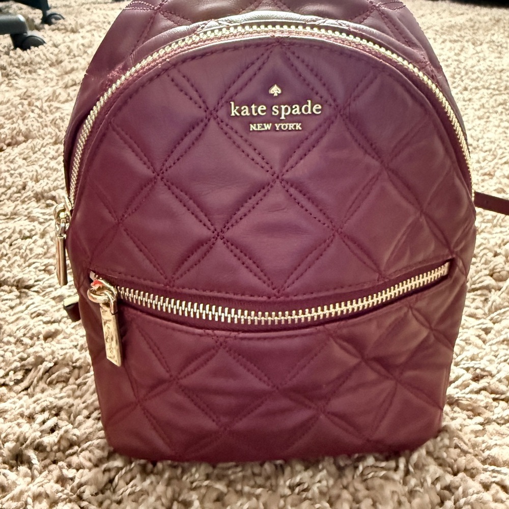 Kate Spade Quilted Burgundy Mini Backpack